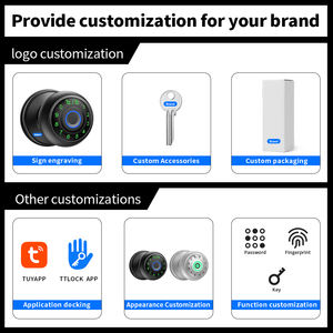 Poignée de <span class=keywords><strong>porte</strong></span> intelligente à clavier numérique avec empreinte digitale et mot de passe, serrure électronique Tuya Wifi Bluetooth pour <span class=keywords><strong>porte</strong></span> intérieure de 35-54 mm - Product Image 4