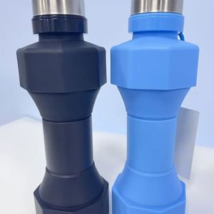 Botella de silicona deportiva de gran capacidad personalizada de 650ml OEM ODM mancuerna de Fitness plegable creativa bebida directa grado alimenticio - Product Image 4