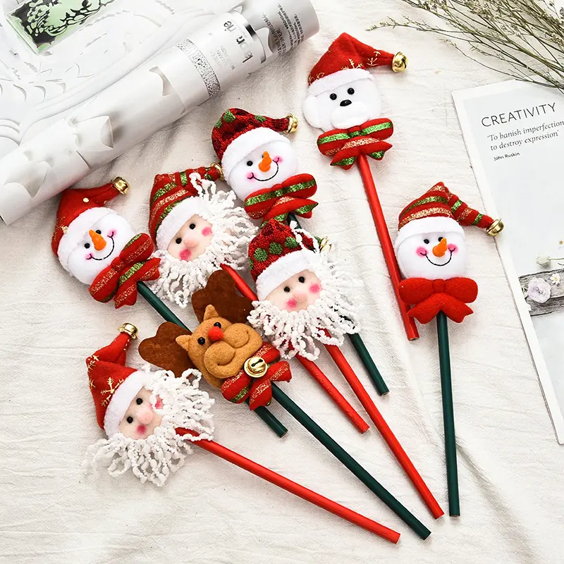 christmas decorations indoor Cartoon pencil old man snowman deer pattern pen elementary school prizes christmas products