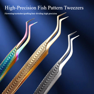Pinzas para Pestañas con Punta de Fibra y Diseño de Pez con Logotipo Personalizado, Herramienta para Aplicar y Rizar Extensiones de Pestañas - Product Image 3