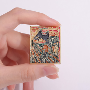 Nouvelle broche en alliage émaillé personnalisée, style peinture à l'huile rétro, inspirée <span class=keywords><strong>de</strong></span> la Nuit étoilée <span class=keywords><strong>de</strong></span> Van Gogh et du Scream <span class=keywords><strong>de</strong></span> <span class=keywords><strong>Munch</strong></span>, design créatif - Product Image 4
