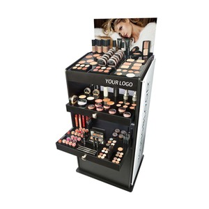 Étagère à cosmétiques à 3 niveaux, présentoir autoportant pour produits de soin de la peau, palette de fards à paupières, vitrine de maquillage avec tiroir - Product Image 1