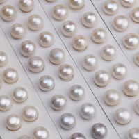 Perles d'eau douce rondes blanches naturelles de grande taille 11-12 mm en paire pour la fabrication de bijoux DIY