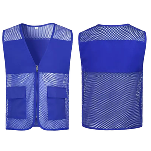 Gilet de travail en maille polyester personnalisé pour homme, veste de sécurité pour la construction avec poches, logo imprimé, gilet de pêche - Product Image 3