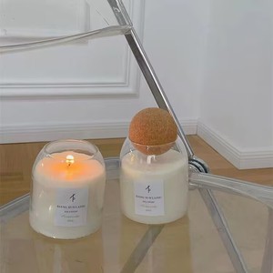 L desain Modern kosong tahan panas kaca wadah lilin stoples kayu gabus bola tutup stoples kaca lilin dengan tutup - Product Image 4