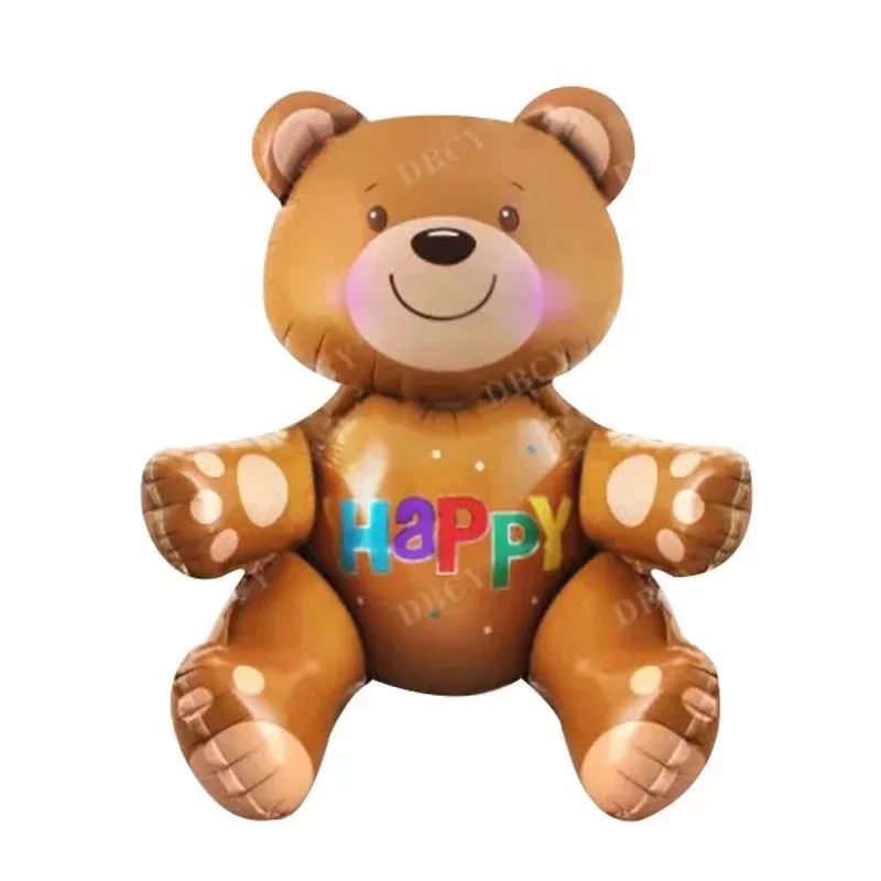 Balões laminados de urso, venda quente de novo design 3d de impressão de feliz urso em forma de balão para decoração de festa de aniversário infantil e presente
