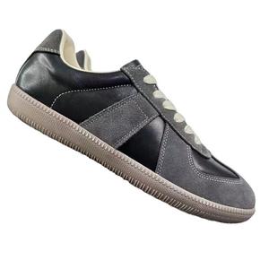 German Men's PVC Running <b>Shoes</b> H2287 <b>Black</b> White Color-blocked Stitching Flat Heel <b>Lace</b>-up Casual Sport Sneakers All Seasons - Product Image 3