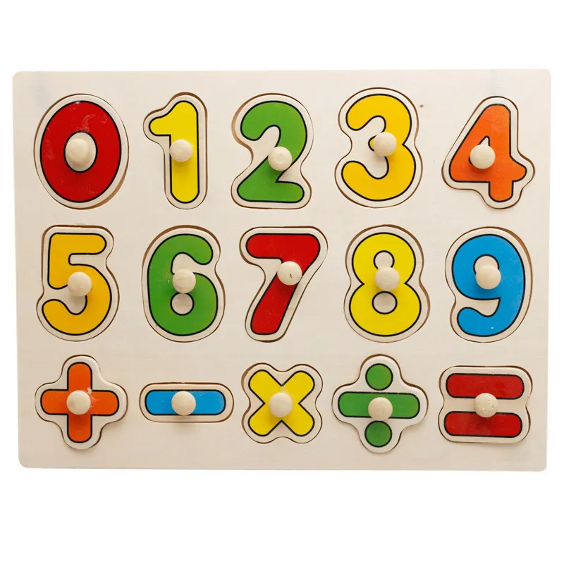 Leren Tellen Met Kleurrijke Chunky Nummers Populier Houten Nummers Puzzel Board