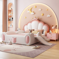 Lit simple rembourré coloré pour enfants, très vendu, cadre en bois massif, 3 tiroirs de rangement, lit double doux pour garçons, filles