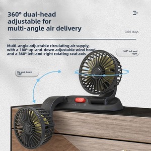 Car-Mounted Dual-<b>Head</b> <b>Fan</b> 360 Rotation Adjustable Wind Speed ABS Material 10W Power-Mini Parking Sign Use Vehicle - Product Image 3