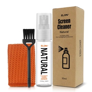 Nouveau <span class=keywords><strong>Kit</strong></span> de pulvérisation de nettoyage d'écran tactile LCD liquide pour téléphone portable naturel de 30ml avec chiffon et brosse - Product Image 1