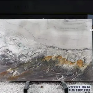 华晨Alpenglow豪华大理石美丽诗意的大板背景抛光釉面自然灰色大理石台面