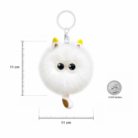 Porte-clés en fourrure de renard véritable en gros, pompon mignon pour sac, breloque chat, pendentif boule moelleuse, porte-clés en fourrure douce Kawaii, 10 couleurs, personnalisable OEM, 11 cm