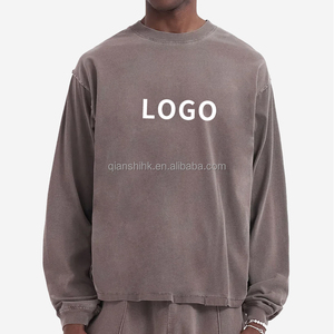 Vente en gros de sweatshirt de luxe à logo personnalisé de haute qualité Col rond épais en coton de qualité supérieure pour hommes sweatshirts en éponge française lavés à l'acide - Product Image 2