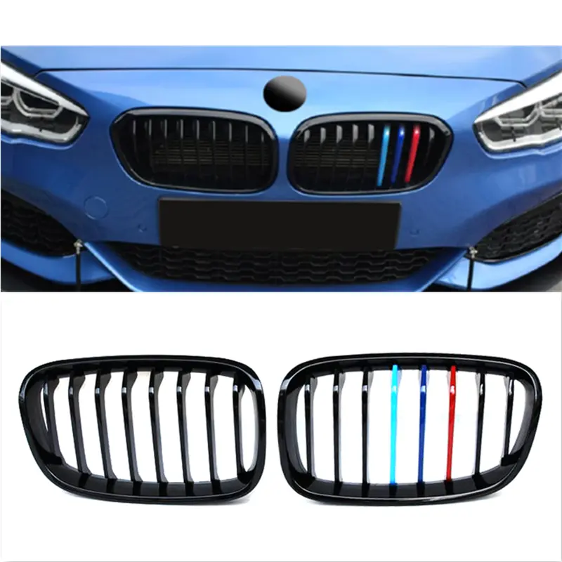 Front Grill Cho BMW 1 Series Pre-lci 2012 2013 2014 Dòng Đơn Thanh Lưới Bóng Đen M Sọc Màu F20 Cản Sau Lưới Tản Nhiệt