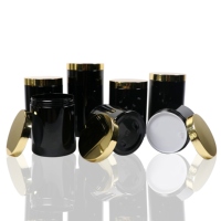 50ml 100ml 150ml 200ml 250ml crème cosmétique cheveux Gel corps gommage beurre conteneur 8oz ambre blanc PET pot en plastique avec couvercle en or
