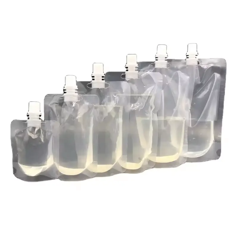 Sacchetto di plastica trasparente riutilizzabile sacchetto di plastica per succo liquido 50-500ml sacchetto per bevande sacchetto per succo di bevande sacchetto per imballaggio beccuccio