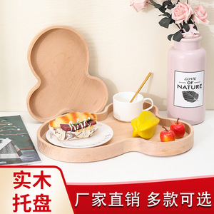 Wooden Serving <b>Tray</b> 35x28x3cm For Coffee <b>Tea</b> Snacks Home Use Solid Color Dishware Set - Product Image 2