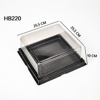 Boîte à gâteau personnalisée en PET avec couvercle transparent, emballage carré, boîtes de conteneurs, base en plastique noir pour gâteau