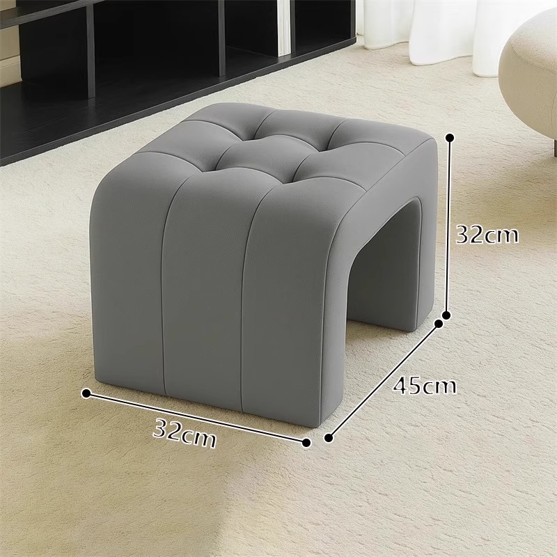 N tabouret cuir petit gris [32cm haut]