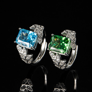 Anillo de Zirconia Cúbica Cuadrada con Corte de Flor de Hielo <span class=keywords><strong>Rojo</strong></span>, Estilo Europeo Americano, Moderno, para Mujer, con <span class=keywords><strong>Diamante</strong></span> de Alto Contenido de Carbono, Color Morado - Product Image 5