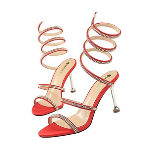 Rome Woman <b>Open</b>-Toe Sandals Sexy High Snake Straps 8cm Stilettos Breathable Ankle-Style Prom Wedding Pumps Fashionable - Product Image 1