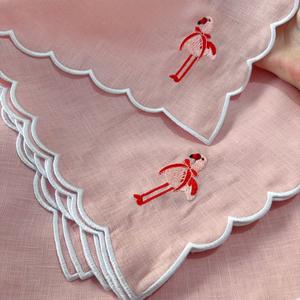 Nouvelle conception Serviette brodée flamant rose 2025 Serviettes en lin brodées personnalisées <span class=keywords><strong>LY</strong></span> - Product Image 2