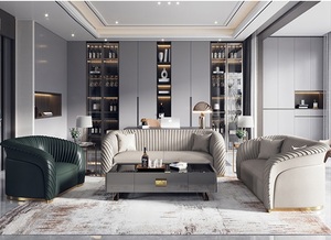 โซฟาหนังสไตล์โมเดิร์น, โซฟาหนังอิตาลีหรูหราน้ำหนักเบา123โซฟาหนังผสมฟรีเฟอร์นิเจอร์ห้องนั่งเล่นสำหรับวิลล่า - Product Image 2