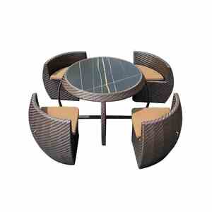 Ensemble de salle à manger d'extérieur moderne table basse portable en rotin et meubles en bois imperméables pour les loisirs dans la cour, le parc ou la <span class=keywords><strong>villa</strong></span> - Product Image 5