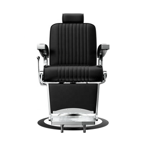 Sillón de Barbería Hidráulico Negro, Silla de Estilismo para Salón con Reposapiés, Asiento de Cuero PU para Corte de Cabello - Product Image 2
