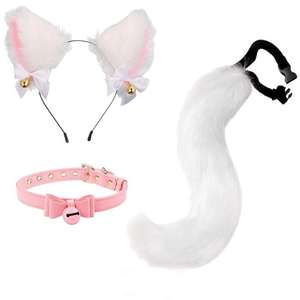 Bande de cheveux <span class=keywords><strong>d</strong></span>'oreille de chat et ensemble de queue de bête fait à la main en Polyester papillon ailes de fée Cosplay moderne retour à l'école cadeau de noël - Product Image 5