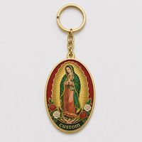Porte-clés Vierge de Guadalupe personnalisé en gros, émail catholique, chaîne religieuse, souvenir de pèlerinage pour église et boutique religieuse