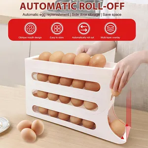 4-layer Refrigerator Egg Carrier Sliding Style Egg Organizer Automatic Scrolling Egg <b>Storage</b> <b>Box</b> Rack Kitchen <b>Tool</b> - Product Image 3