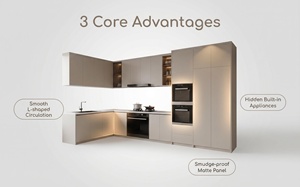 Ensemble d'armoires de cuisine modernes en bois blanc, contreplaqué et MDF, livraison gratuite en 48 heures, pour appartement, fabriqué en Chine, meubles - Product Image 3