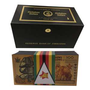 1200 pièces/lot Billet de banque en or de 100 milliards de dollars zimbabwéens avec motif éléphant, en papier, en boîte, pour collection et cadeaux souvenirs - Product Image 1
