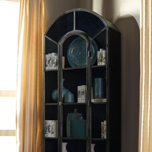 Luxury French Retro Arched Decorative Wine Cabinet Light Solid Wood Floor-Standing Bookshelf Nordic <strong>Sideboard</strong> <strong>Bookcase</strong> - Product Image 1