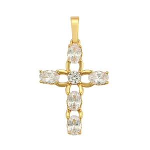 34935 xuping religious pendant fashion design zircons cross style gold jewelry pendant