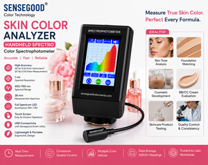 Analyseur de couleur de peau, spectrophotomètre portatif (400-700 nm, résolution 1 nm) |   Appareil de mesure du teint cosmétique Sensegood pour fond de teint - Product Image 2