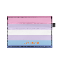 Bigender (weiblich orientiert) Regenbogen Slim Doppelseitig bedruckter Kartenhalter Tragbarer Kreditkartenhalter aus PU-Leder für Männer und Frauen