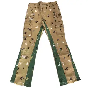 Pantalones vaqueros Y2K pintados a la moda, pantalones vaqueros holgados acampanados con estampado para hombre, pantalones personalizados para hombre