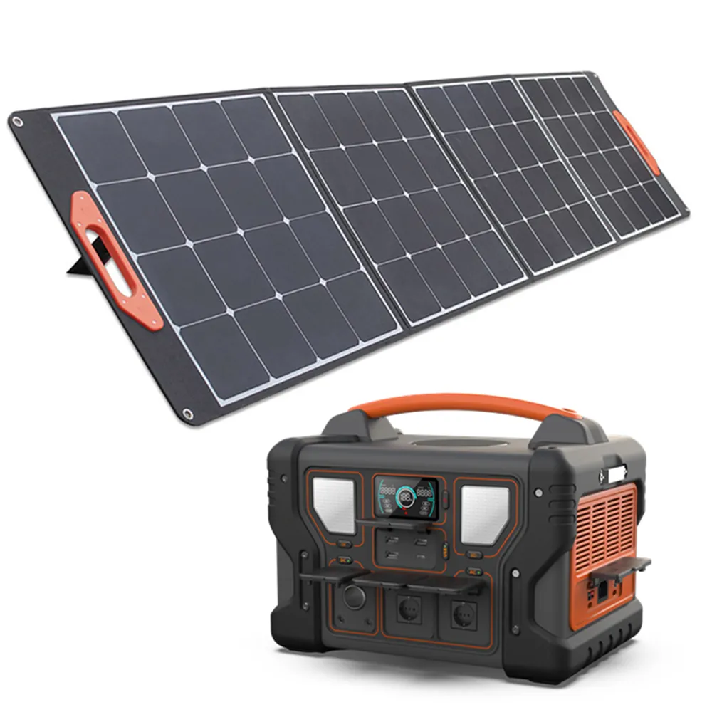Lithium Battery Pack 700W Portable Power Station Camping Power Supply With Solar Panel Charging
