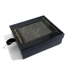 Wholesale custom logo cardboard paper drawer wallet phone case cover gift box with PVC window packaging