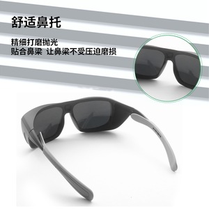 Lunettes de sécurité laser, monture noire, verres de 2 mm, transmission lumineuse de 10 %, protection contre les rayonnements lumineux, fabriquées à Shenzhen - Product Image 3