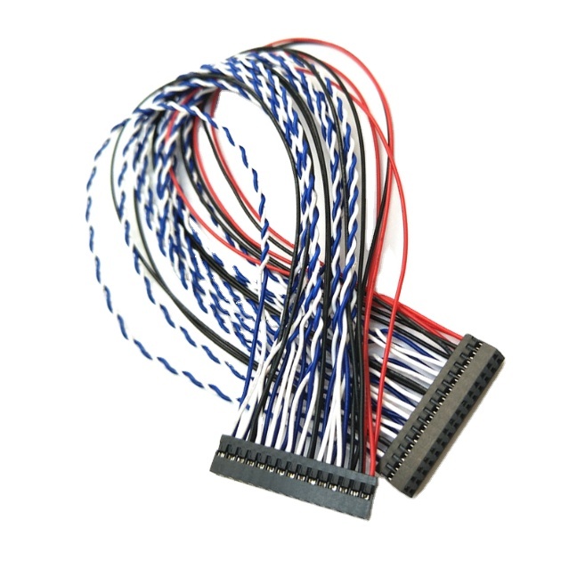 Professional customization 50Pin 40Pin 30Pin LCD LVDS Black Cable Wire Harness