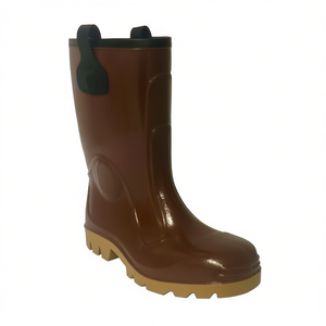 Botte de sécurité en PVC marron avec semelle en caoutchouc pour la protection au travail - Product Image 2
