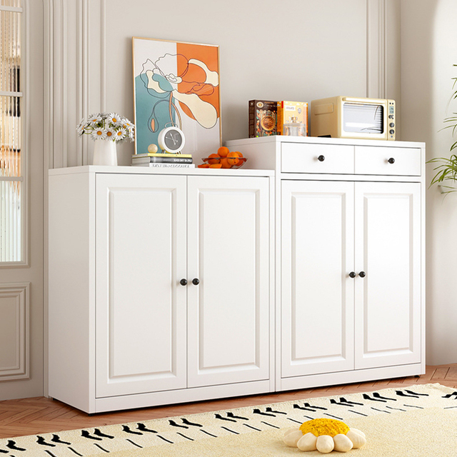 Luxury Cream White Modular Storage Sideboard Cabinet Arched Reeded Glass Doors Industrial Design Living Room Entry School
