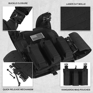 Gilet tactique léger à dégagement rapide, gilet lesté réglable pour la chasse en plein air, l'entraînement et la sécurité - Product Image 5