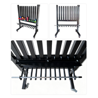 Banc de rangement moderne en acier et vinyle néoprène pour haltères, durable, Helfit 34kg 1020mm, commercial, noir, unisexe