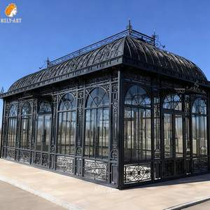 Serre de jardin extérieure MILY, grande serre <span class=keywords><strong>en</strong></span> métal et verre, gazebo <span class=keywords><strong>en</strong></span> <span class=keywords><strong>fer</strong></span> forgé - Product Image 2