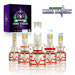LUMIKNIGHT Ampoule de phare LED pour <span class=keywords><strong>voiture</strong></span> haute puissance 200W 40000LM 6500K 15 cœurs CSP avec ailettes de refroidissement et Canbus H1 H4 H7 H11 9005 9006 9012 - Product Image 1